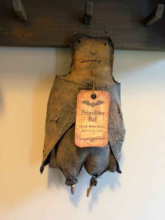 Prim Tattered Fabric Hanging Bat