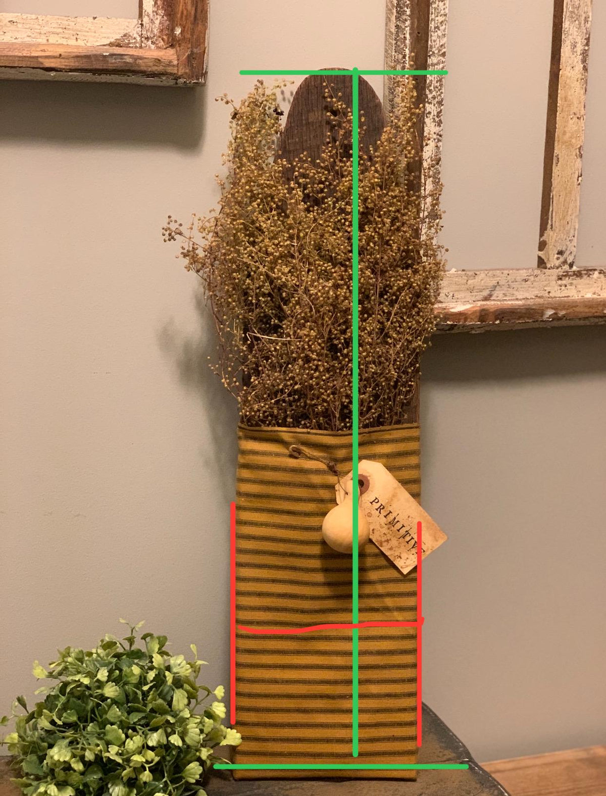 Primitive Barn Wood Hanger with Dried Sweet Annie