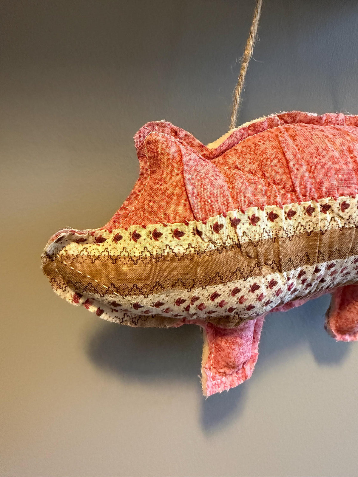 Quilted Primitive/Farmhouse Stuffed Hanging Pig