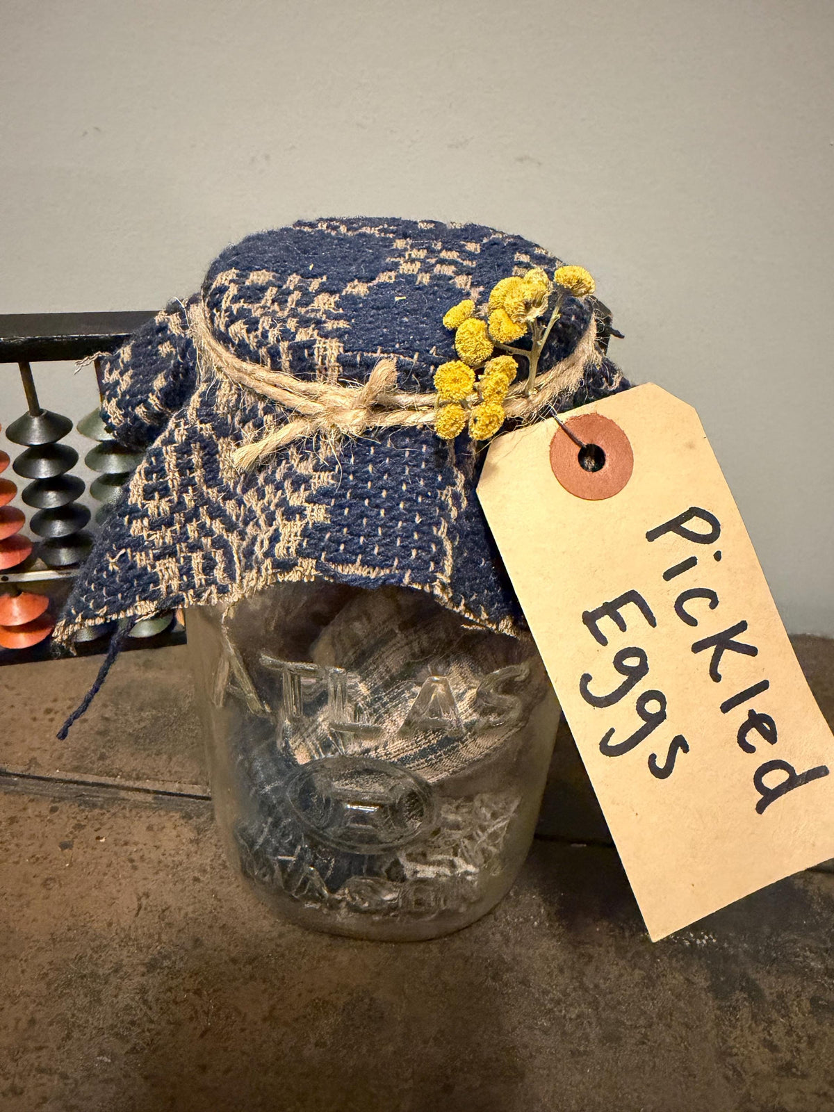 Primitive Pickled Eggs Decor in Mason Jar
